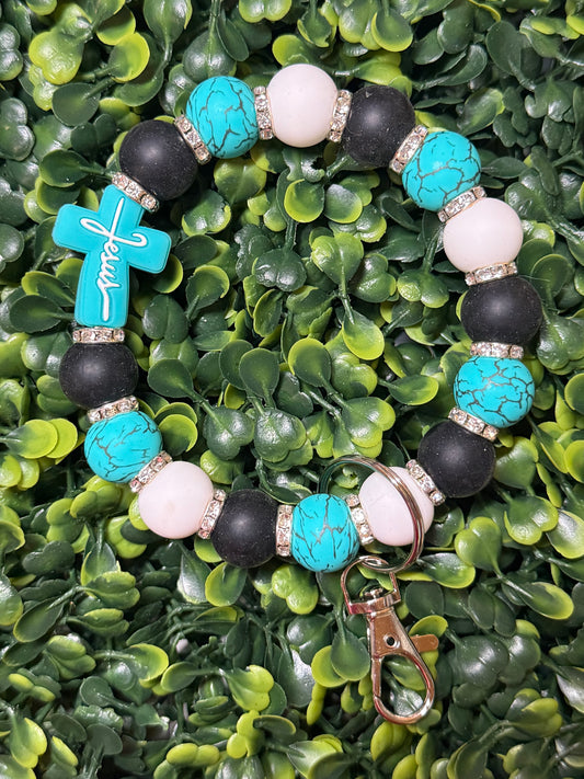 Blue cross wristlet
